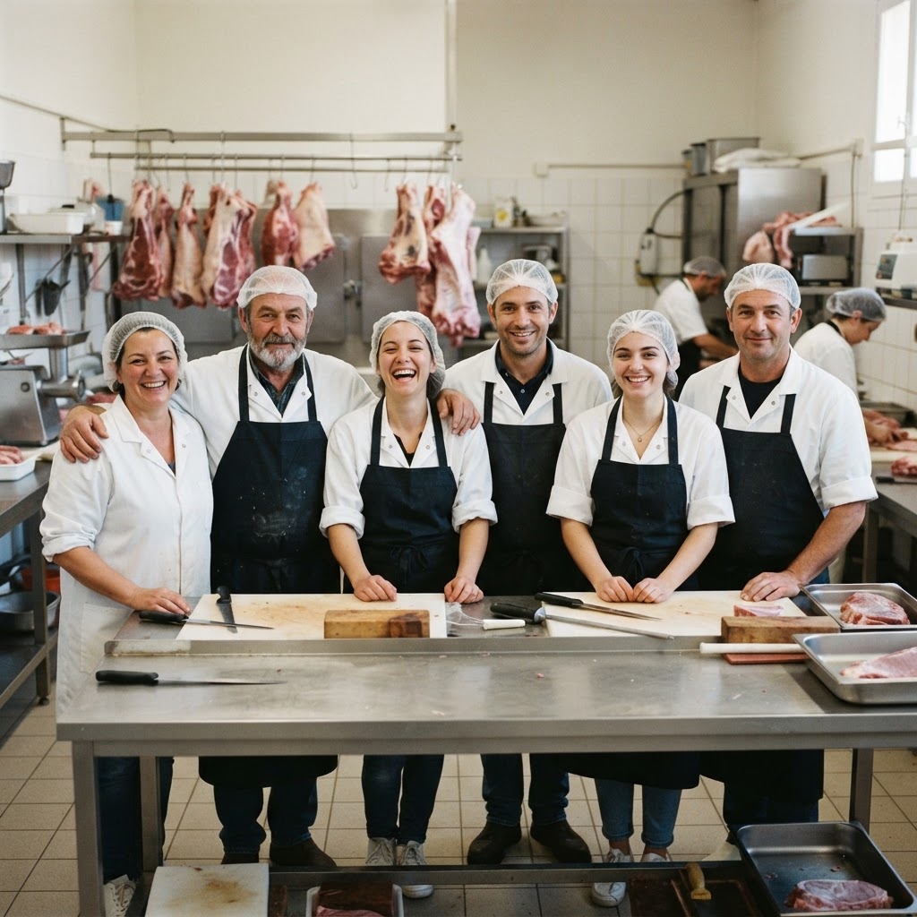 L’équipe dans l’atelier de découpe